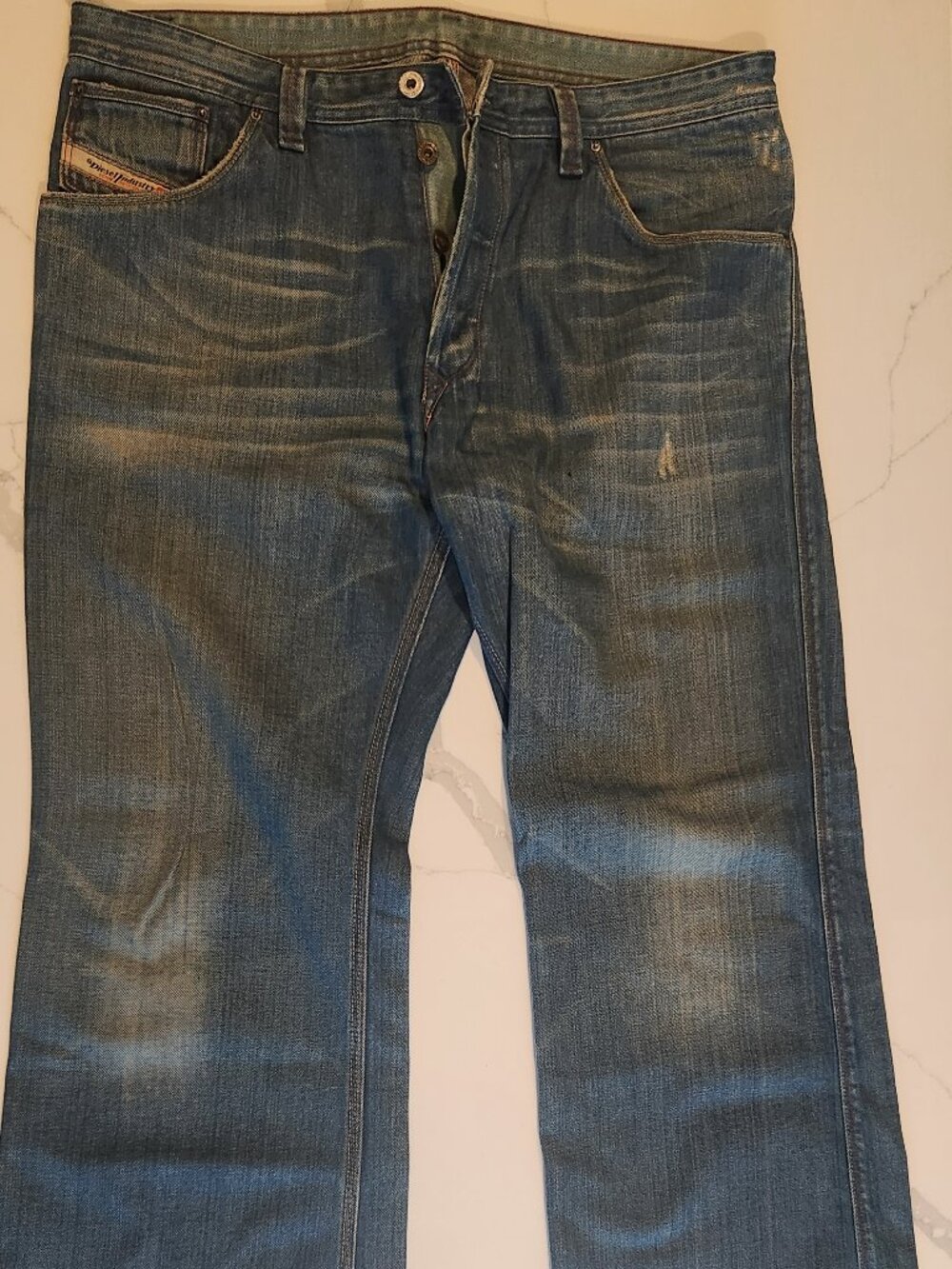 Diesel Industry Men's Distressed Button Fly Jeans Blue Size 34